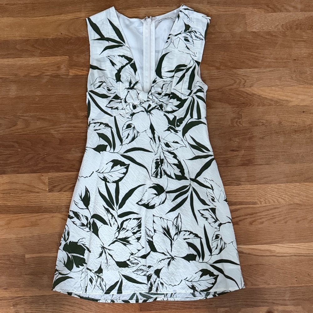 Abercrombie & Fitch White and Olive Mini Dress